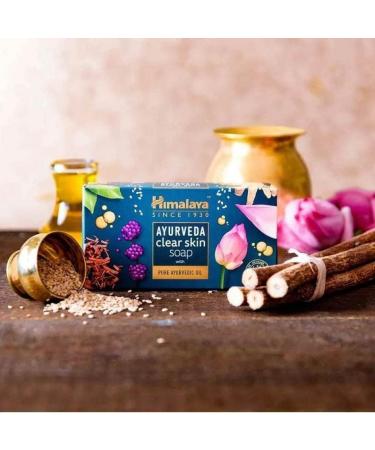 Himalaya Herbals Ayurveda Clear Skin Soap 125g Pure Ayurvedic Oil With Kanaka Taila Improves Complexion Face and Body - Buy Online on GoSupps.com