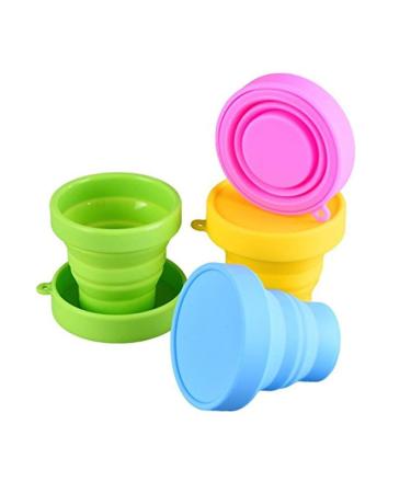 Guissi Collapsible Cup Compact Silicone Reusable Food Grade Folding Mug with Lids Expandable Retractable Drinking Set Portable Pocket Size for Outdoor Camping Travel and Hiking
