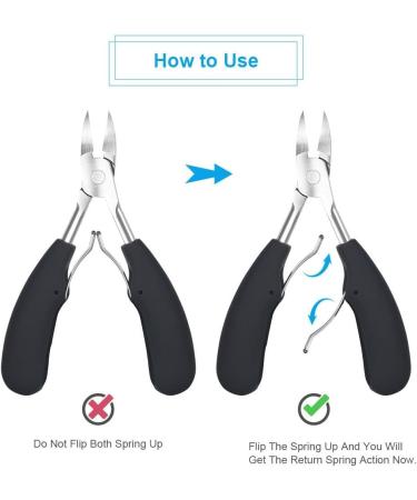 URAQT Toenail Clippers 4 Pcs Set - Heavy Duty Nail Trimmer Kit for Thick Nails, Ingrown Toenails - Includes Nail Lifter, Nail File, Precision Cuticle Scissors - Black - Buy Online on GoSupps.com