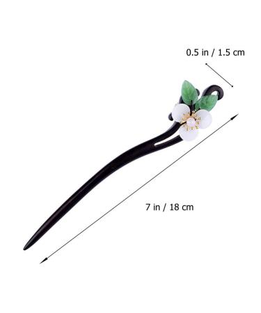 Lurrose Vintage Flower Chinese Hair Stick - Japanese Wood Chopsticks for Women/Girls Hair Styling (White/Green) - Buy Online on GoSupps.com