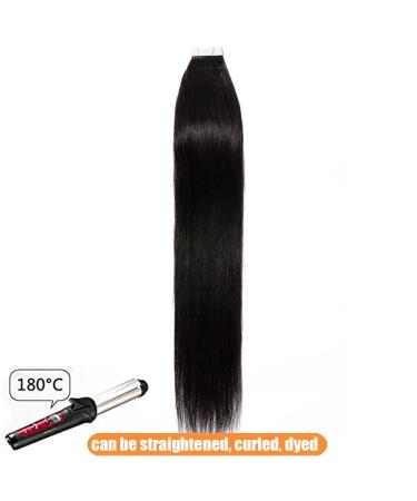 Elailite Invisible Tape In Hair Extensions - 20 Pieces Remy Real Human Hair 55cm 50g #1B Natural Black - Buy Online on GoSupps.com