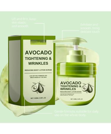 Avocado Tightening Wrinkles Reducing Body Lotion Scrub Cream Age Defying Firmness with Shea Butter Avocado Oil Aloe Vera Extract 100ML/3.38FL.OZ - Buy Online on GoSupps.com