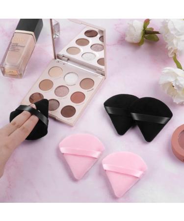 6 PCS Pure Cotton Soft Makeup Powder Puffs - Triangle Wedge for Loose Powder, Mineral Powder, Body Powder - 3 Black + 3 Pink - Velour Cosmetic Foundation Sponge - Buy Online on GoSupps.com
