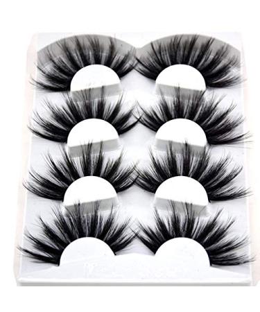 Buy NEW 4 Pairs 3D Mink Hair False Eyelashes | Criss-Cross Wispy & Fluffy 25-30mm Extensions | Handmade Eye Makeup Tools - Buy Online on GoSupps.com