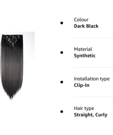 S-noilite 23 Inch Dark Black Clip In Hair Extensions - 8pcs Long Full Head, Sexy Lady Fashion Choice, 60 Colours - 43-66cm Length - Best for Stylish Look - Buy Online on GoSupps.com