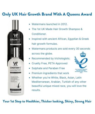 Watermans Hair Growth Shampoo & Conditioner Set - Award-Winning Combo for Hair Loss, Men & Women - Boost Growth & Combat Hair Problems - Buy Online on GoSupps.com