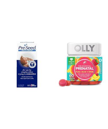 Pre-Seed Fertility Lubricant and Olly Prenatal Gummy Multivitamin with Omega 3 DHA 60 Count