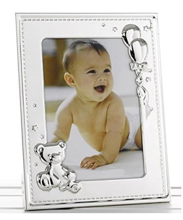 New Baby Silver Photo Frame with Teddy and Balloons for 5" x 7" Photo - 51357