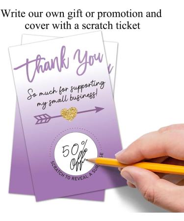Haizct 50 Pack Purple Thank You Blank Gift Certificate Scratch Off Cards - Ideal for Small Businesses, Spa, Beauty, Makeup, Hair Salon, Bridal Shower, Baby Shower, Country Wedding - Gold-GK090 - Buy Online on GoSupps.com