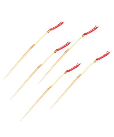 PLAFOPE 5pcs Portable Ear Cleaning Tool Non-Slip Handle Ear Wax Removal Scoops for Quick and Safe Earwax Digging Kit with Tassel Lanyard Random Color