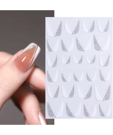 Adhesive Decals Black Blue Green DIY Manicure Wave French French Tips Nail Stickers Silver White 3D(STZ-CS063) - Buy Online on GoSupps.com
