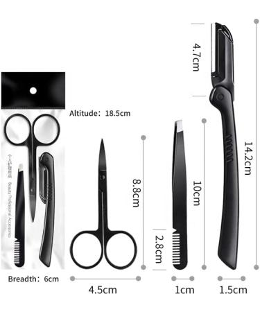 3pc Eyebrow Set - Scissors Tweezers with Comb & Foldable Razor for Perfect Brows | International Shipping - Buy Online on GoSupps.com