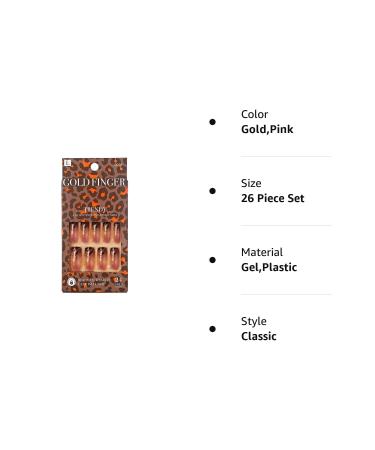 Gold Finger Gel Glam False Nails - Long Length Full Cover Nails | GF64 - Buy Online on GoSupps.com
