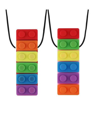 Oudqfcj 2PCs sensory chew necklace ideal for children or adults who like to bite durable and robust silicone kaum necklace for boys and girls