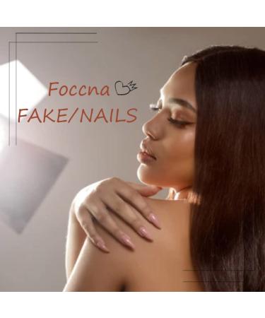 Foccna Black French Tip Fake Nails - Short Acrylic Full Cover Press-On Nails for Daily Wear | 24 Pcs Almond Design for Women & Girls - Buy Online on GoSupps.com