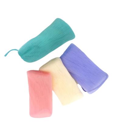 FRCOLOR 4pcs Soap Foaming Mesh Bag Bar Soap Pouch Multi-use Soap Bag Soap Sleeve Body Loofah Nose Piercing Kit Soap Mesh Bags Travel Accessories Soap Storage Bag Multipurpose Pe Rice