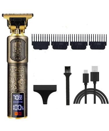 Hair Clippers for Men Professional Trimmer Zero Gapped T-Blade Cordless 3 Speed Rechargeable Edgers Electric Beard Shaver Haircut & Grooming Kit LCD Display(Skeleton Pattern) (T88)
