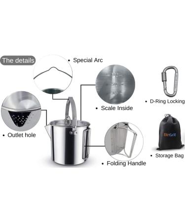 BeGrit Stainless Steel Camping Coffee Percolator Kettle with Handles and Lid - Portable Tea Pot for Hiking, Camping, and Picnic - Buy Online on GoSupps.com