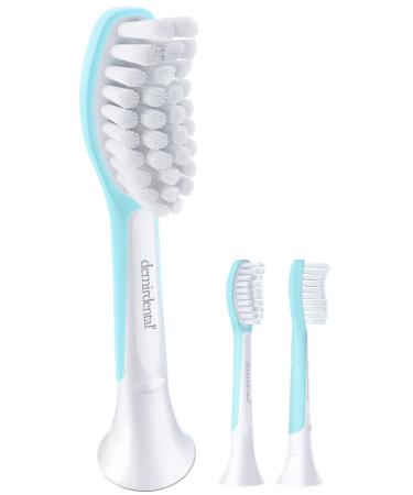 Pack of 3 demirdental for Kids replacement brushes suitable for Philips Sonicare children's sonic toothbrushes from 7 years HX6043 HX6044 turquoise