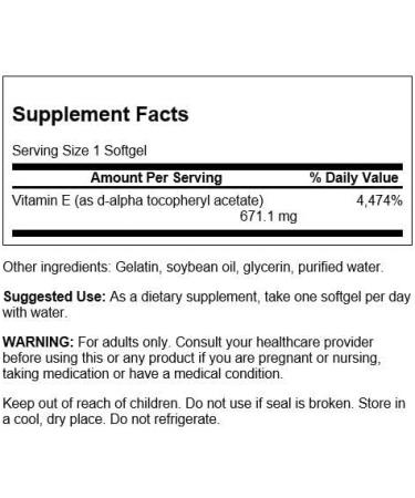 Swanson Natural Vitamin E 1000 IU (671.10mg) 250 Softgels - Premium Quality Antioxidant Supplement - Buy Online on GoSupps.com