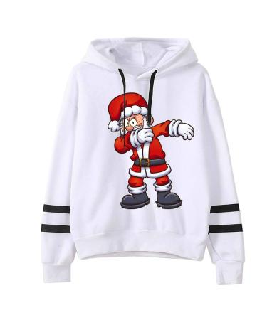 Bigfanshu Womens Dresses Christmas Print Hooded Long Sleeves Sweatshirt Pullover Tops Shirt