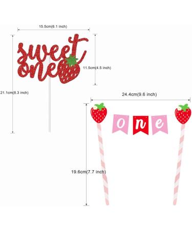 Morndew 2 Set Strawberry Sweet One/1st Cake Toppers Strawberry One Cake Banner for First Birthday Anniversary Baby Shower Wedding Party Decorations - Buy Online on GoSupps.com