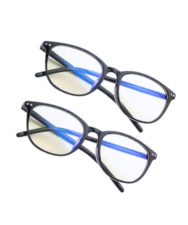 Faruta blue light blocking glasses with a black frame simple glasses computer video gaming glare-free for reading anti-overexertion 2 pairs