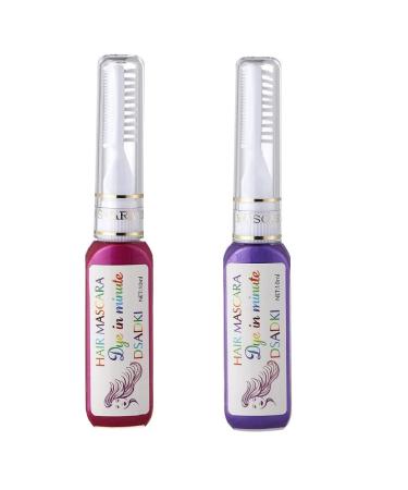 DSADKI Temporary Hair Color Mascara Washable Hair Dye Stick Non-toxic Instant Hair Chalk Dye for Girls Women (Purple+Pink)