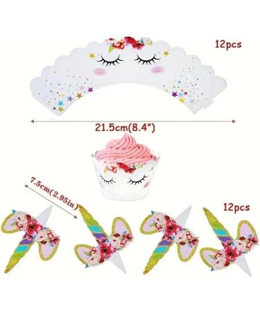 Enchanting Unicorn Cupcake Wraps and Topper Set - 24pcs Girls Birthday Parties Princess Party Decor Fantasy and Unicorns | Party Supplies | Cake Decor | Baking Supplies - Buy Online on GoSupps.com