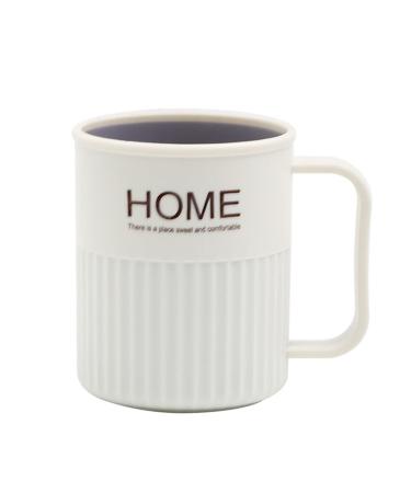 Luojuny Couple Cup with Handle Toothbrush Storage Environmentally Friendly Smooth Edge Mouthwash Cup for Home White