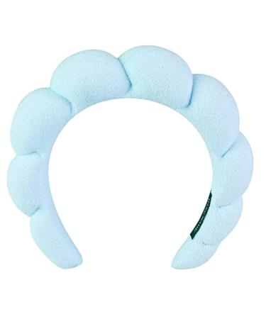 Spa Headband for Girls & Women - Sponge Hairband and Terry Cloth Headband for Face Wash  Skincare  Makeup Remover  Shower  Mask - Finishing Hair Accessories  Padded Headband  Croissant Headband (Light green)