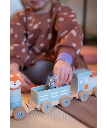 Kindsgut Holz-Reisenbahn - Sustainable Wooden Train Set with Zoo Animals | High-Quality Eco-Friendly Toy in Dark Gray - Buy Online on GoSupps.com