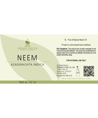 Neem Oil 100% Pure & Unrefined - Cold Pressed Vegan Carrier Oil | 32 oz for Skin Hair Body & Nails - Hydrating & Moisturizing - Buy Online on GoSupps.com