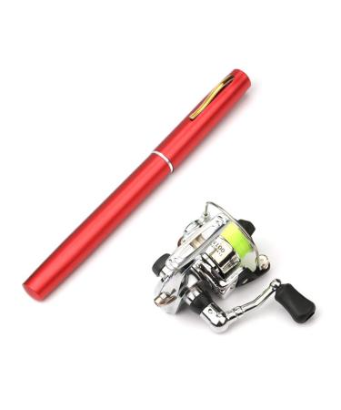 Lixada Pen Fishing Rod Reel Combo Set Premium Mini Pocket Collapsible Fishing Pole Kit Telescopic Fishing Rod + Spinning Reel Combo Kit Red 55.1in/1.4m
