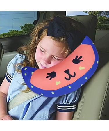 Car Seat Belt Cover for Kids Soft Comfort Seat Belt Shoulder Pad Safety Shoulder Strap Cushion Shoulder Protector Travel Pillow Head Neck Support Universal Fit Car Accessories for Children Boys Girls Orange