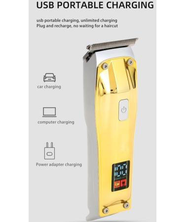 Buy Gold Hair Clippers with LCD Display - Electric Pusher & Scissors for Barbers | International Shipping - Buy Online on GoSupps.com