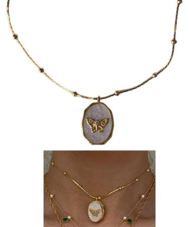 OralGos Elegant Butterfly Pendant Necklace with Photo Album | Delicate Shell Frame Butterfly Jewelry - International Shipping - Buy Online on GoSupps.com