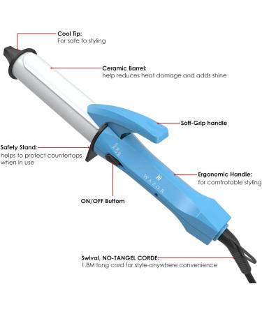 Wazor Ceramic Mini Curling Wand - Portable 1 Inch Curling Iron for Short Hair & Travel | Fast Heat-up & Auto Shut Off - Buy Online on GoSupps.com