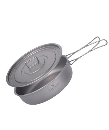 Boundless Voyage Titanium Frying Pan with Folding Handle and Lid Ultra-light for Camping Picnic Skillet Griddle Tableware Cookware A-Ti2065C Ti2065C(1000ml pan+lid)