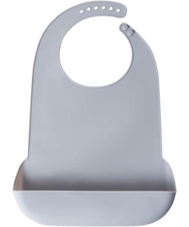 Psdndeww Practical Silicone Bib Washable Eating Aid Dining Protector Solid Feeding Burp Cloth Drooling Bib For Adults Seniors Gray - Buy Online on GoSupps.com