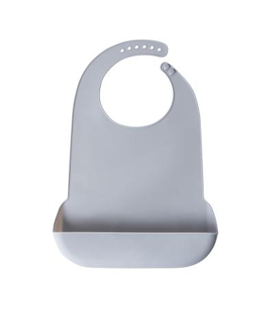 Psdndeww Practical Silicone Bib Washable Eating Aid Dining Protector Solid Feeding Burp Cloth Drooling Bib For Adults Seniors Gray