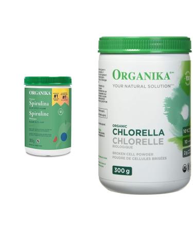 Organika Certified Organic Spirulina + Chlorella Powder Bundle 300 g (Pack of 1) Powder + Organic Powder