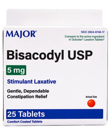 Major Bisacodyl Stimulant Laxative 5 mg - 25 Tablets