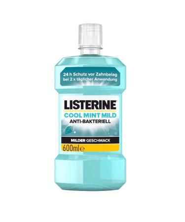 Listerine cool mint mild taste (600 ml) antibacterial mouthwash without alcohol with essential oils for a long -lasting feeling of freshness 600 ml (1 Pack)
