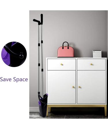 Upright 50-in Broom and Dustpan Set for Home, Kitchen, Office - Self Cleaning with Long Handle - Purple - Buy Online on GoSupps.com