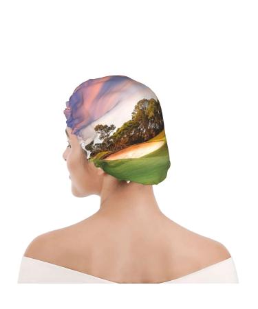 Golf Course Printed Waterproof Shower Cap for Women - One Size Fits All - Buy Online on GoSupps.com