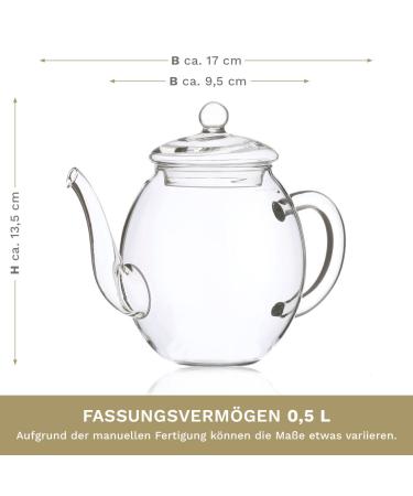 Creano Heart-Shaped Gift Set: 6 Types of White Tea + 500ml Glass Teapot Perfect Gift for Women & Tea Lovers - Buy Online on GoSupps.com