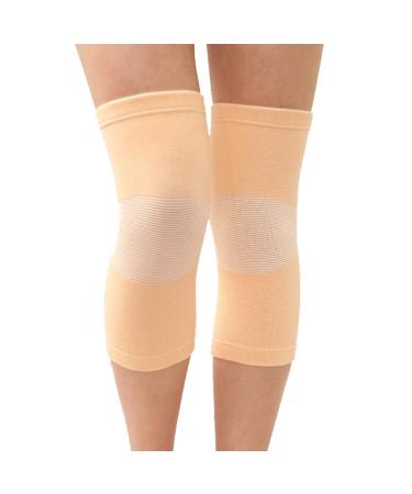 1 Pair Unisex Knee Pads Knee Brace Support Sleeves Leg Knee Warmer for Sports Basketball Dance Cycling Climbing Yoga and Recovery (Nude Color)
