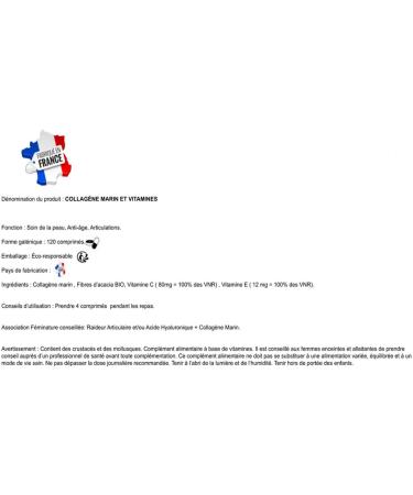 Collag ne Marin - Type 1 - Rides Visage - Hydratation Elasticit - Douleurs articulaires - 2092 mg/Jour - Vitamines C & E - 360 Comprim s - Fabriqu en France (3) - Buy Online on GoSupps.com