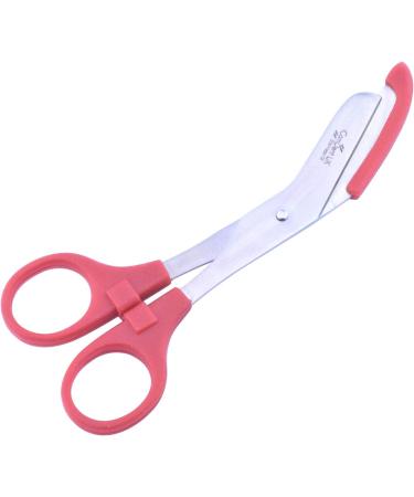 MARLAS Bandage Scissors Round Tip with Colored Safety Guard - 6" Surgical Grade Stainless Steel - Ideal for Nurses Veterinary and Home Use (Coral Red)
